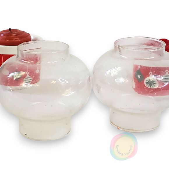 Vintage 1985 Himark Christmas Votive Hurricane Lamps Candle Holders Set of 2 BOX - Picture 10 of 16